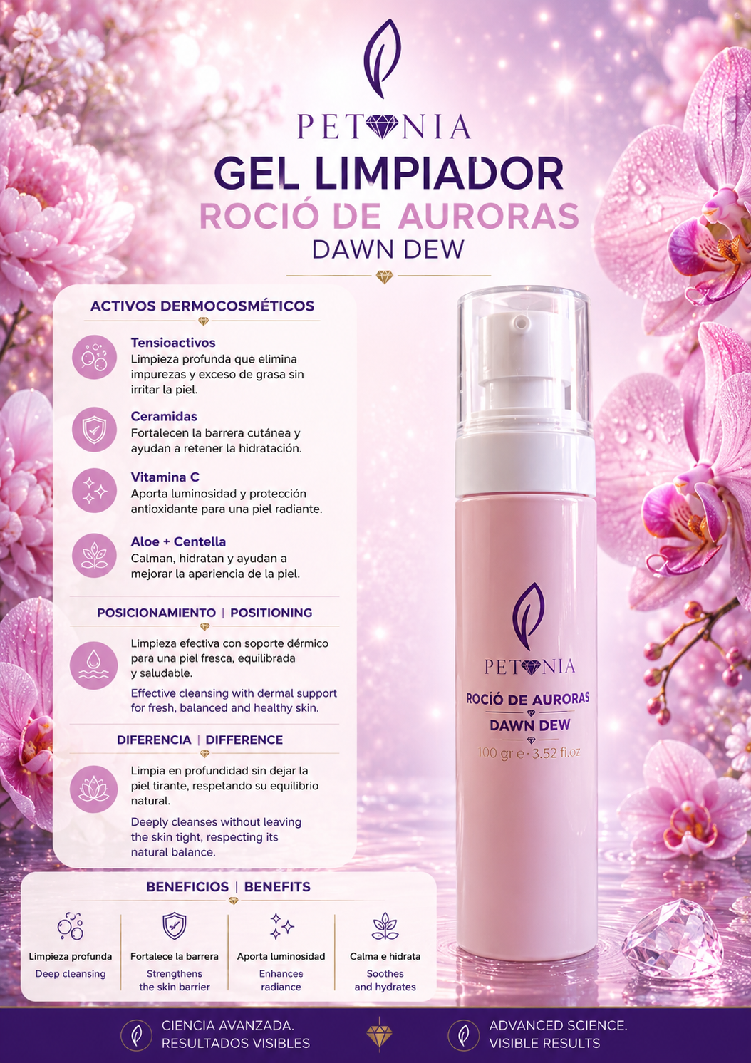 Rocío de Auroras | Gel Limpiador Facial con Vitamina C | Dawn Dew™ Facial Cleanser